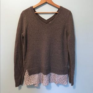 LOFT Grey V-Neck Shirttail Sweater